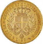 772R 20 lire 1821 Scudo gotico 2° tipo Torino Oro