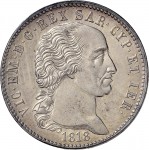 776D Scudo da 5 lire nuove di Piemonte 1818 Scudo sannitico 1° tipo Torino Argento