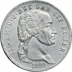 779D Scudo da 5 lire nuove di Piemonte 1821 Scudo gotico 2° tipo Torino Argento