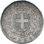 1074R Lira 1855 Scudo sannitico Torino Argento