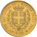 1035R 10 lire 1850 Scudo sannitico Torino Oro