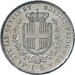 1063R 2 lire 1850 Scudo sannitico Torino Argento