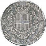 1066R 2 lire 1854 Scudo sannitico Genova Argento