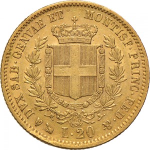 1013R 20 lire 1851 Scudo sannitico Genova Oro