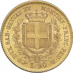 1016R 20 lire 1852 Scudo sannitico Torino Oro