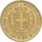 1023R 20 lire 1856 Scudo sannitico Torino Oro