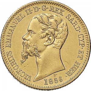 1023D 20 lire 1856 Scudo sannitico Torino Oro
