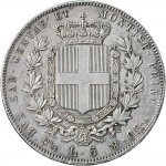 1052R 5 lire 1856 Scudo sannitico Genova Argento