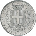 1055R 5 lire 1857 Scudo sannitico Torino Argento