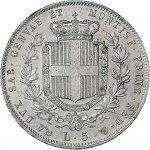 1056R 5 lire 1858 Scudo sannitico Genova Argento