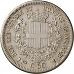 1085R 50 centesimi 1852 Scudo sannitico Torino Argento