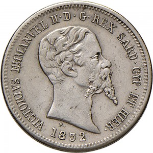 1085D 50 centesimi 1852 Scudo sannitico Torino Argento