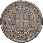 1087R 50 centesimi 1856 Scudo sannitico Torino Argento