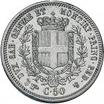1088R 50 centesimi 1857 Scudo sannitico Torino Argento