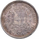 1090R 50 centesimi 1860 Scudo sannitico Milano Argento