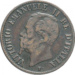 1238D 1 centesimo 1861 Valore entro semicorona di alloro e quercia Milano Rame