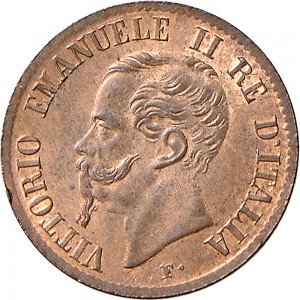 1239D 1 centesimo 1861 Valore entro semicorona di alloro e quercia Napoli Rame