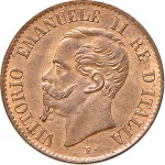 1243D 1 centesimo 1867 Valore entro semicorona di alloro e quercia Torino Rame