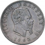 1184D 1 lira 1862 Scudo sannitico 1° tipo Torino Argento