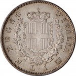 1185R 1 lira 1863 Scudo sannitico 2° tipo Milano Argento
