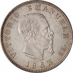 1185D 1 lira 1863 Scudo sannitico 2° tipo Milano Argento