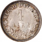 1189R 1 lira 1863 Valore su due rami di alloro 3° tipo Milano Argento