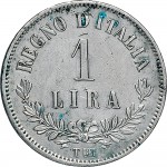 1190R 1 lira 1863 Valore su due rami di alloro 3° tipo Torino Argento