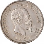 1188D 1 lira 1867 Scudo sannitico 2° tipo Torino Argento