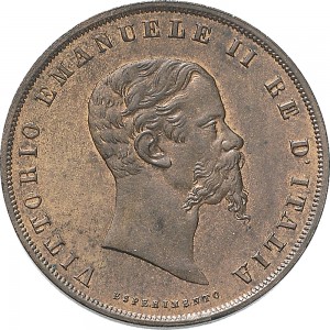 1209D 10 Centesimi 1862 Valore entro semicorona di alloro 1° tipo Napoli Rame