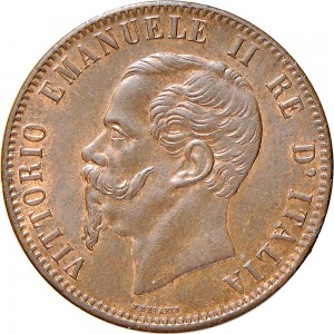 1216D 10 Centesimi 1866 Valore entro semicorona di alloro e quercia 2° tipo Parigi Rame