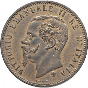 1221D 10 Centesimi 1867 Valore entro semicorona di alloro e quercia 2° tipo Bruxelles Rame