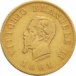 1143D 10 lire 1861 Scudo sannitico 1° tipo Torino Oro