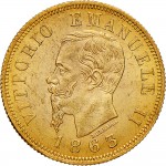 1144D 10 lire 1863 Scudo sannitico 2° tipo Torino Oro