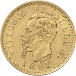 1146D 10 lire 1863 Scudo sannitico 2° tipo Torino Oro