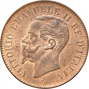 1236D 2 centesimi 1867 Valore entro semicorona di alloro e quercia Torino Rame