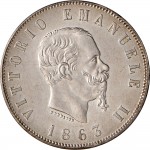 1178D2 lire 1863 Scudo sannitico 2° tipo Torino Argento