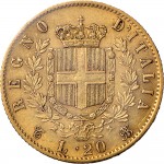 1124R 20 lire 1864 Scudo sannitico Torino Oro