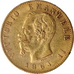 1124D 20 lire 1864 Scudo sannitico Torino Oro