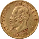 1131D 20 lire 1870 Scudo sannitico Torino Oro