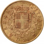 1131R 20 lire 1870 Scudo sannitico Torino Oro