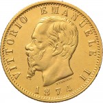 1136D 20 lire 1874 Scudo sannitico Milano Oro