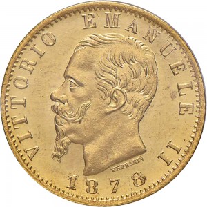 1142D 20 lire 1878 Scudo sannitico Roma Oro
