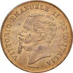 1227D 5 centesimi 1861 Valore entro semicorona di alloro e quercia Napoli Rame