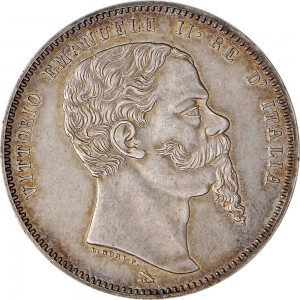 1150D 5 lire 1861 Scudo sannitico 1° tipo Firenze Argento