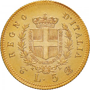 1148R 5 lire 1863 Scudo sannitico Torino Oro