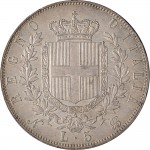 1154R 5 lire 1864 Scudo sannitico 2° tipo Napoli Argento