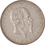 1154D 5 lire 1864 Scudo sannitico 2° tipo Napoli Argento