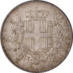 1156R 5 lire 1865 Scudo sannitico 2° tipo Torino Argento