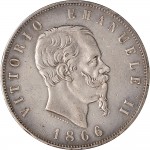 1157D 5 lire 1866 Scudo sannitico 2° tipo Napoli Argento