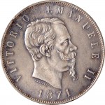 1161D 5 lire 1871 Scudo sannitico 2° tipo Milano Argento